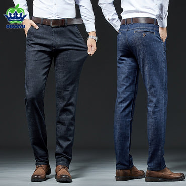 Stretch Slim Fit Jeans Business Thick Casual Office Classic