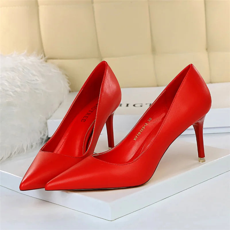 Women High Heels Pumps Bridal Middle Low Heels Plus Size