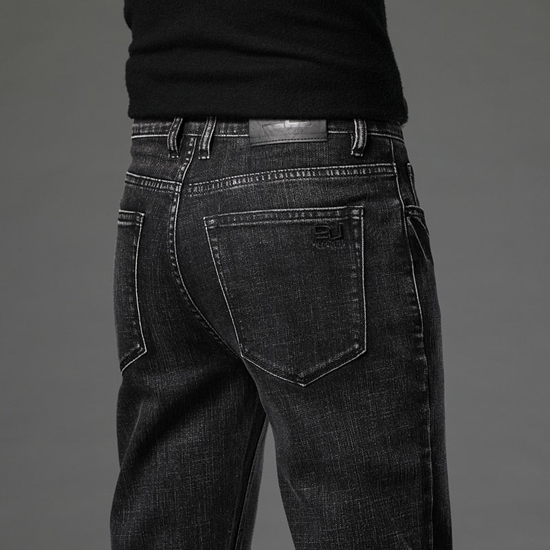 Jeans Men Classic Retro Style Straight Denim Pants