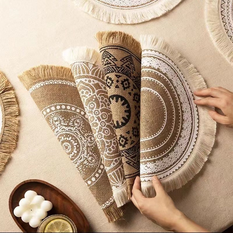 Boho Round Placemat Tassel Place Mat for Table Decors