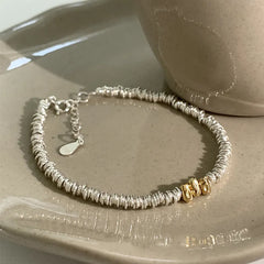 Silver Color Irregular Geometric Beaded Bracelet