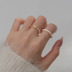 Elastic Pearl Fashion Irregular Wave Women Ring Fine Jewelry