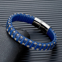 Stainless Steel Link Chain Leather Bracelet Multi-layer Accessories