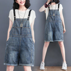 Loose Streetwear Big Size Short Denim Overalls