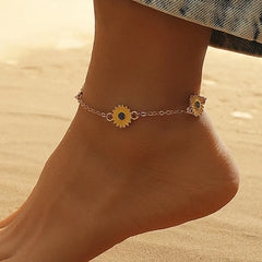 Daisy Flower Anklets for Women Butterfly Heart Zircon  Jewelry