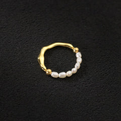 Elastic Pearl Fashion Irregular Wave Women Ring Fine Jewelry