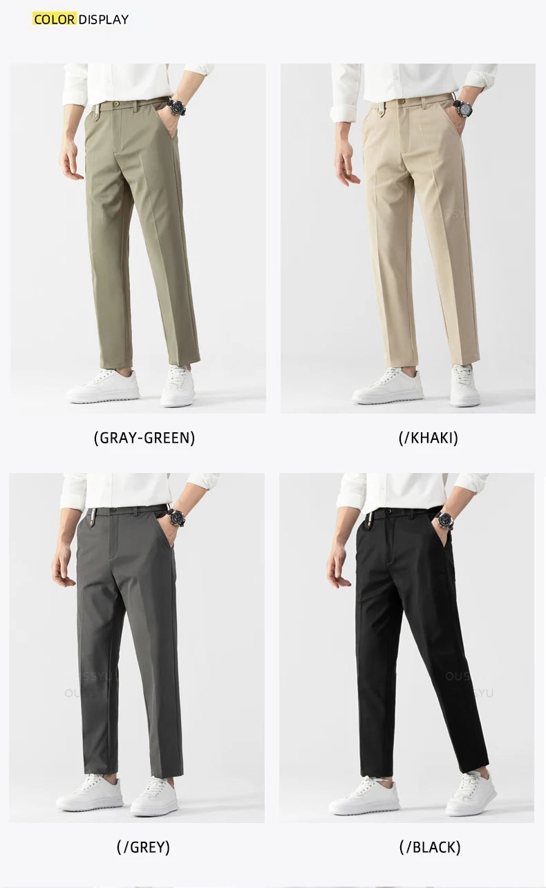 Suit Pant Solid Color Stretch Casual Brand Clothing Thick Suit Trousers