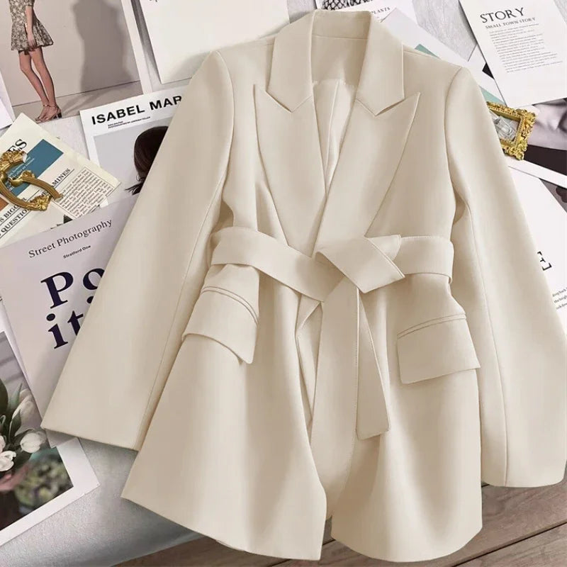 Chic Blazer Women Jacket Clothing Length Long Sleeved Overcoat