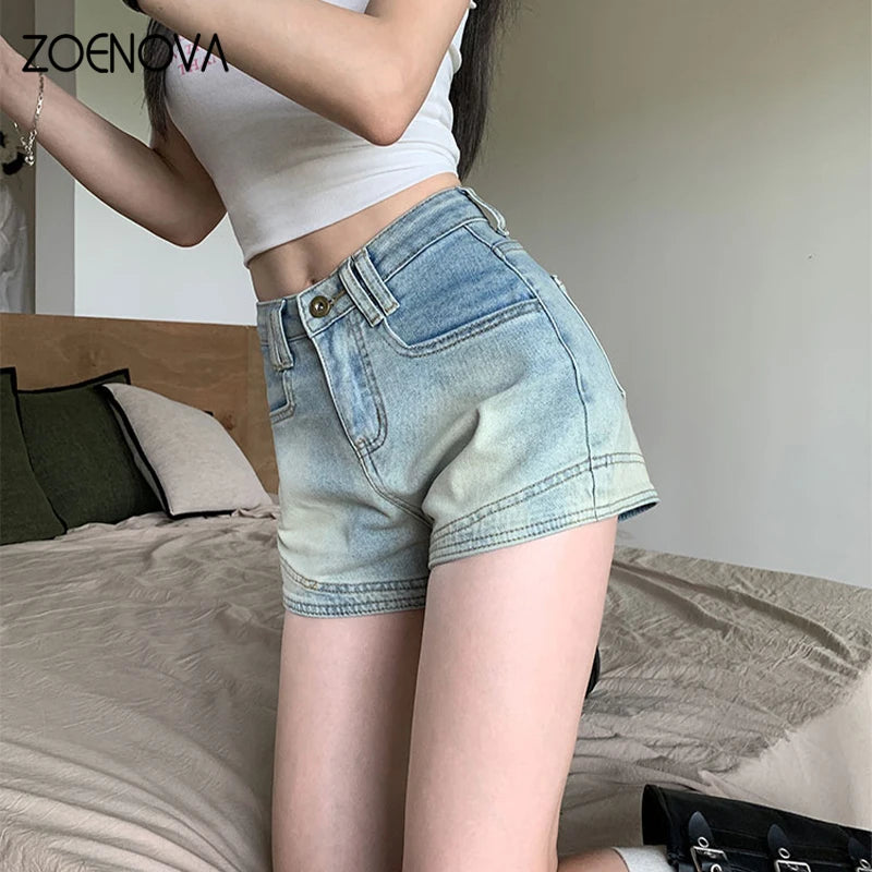 Retro Washed Blue Women's Jeans Summer Fashion