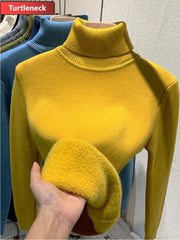 Half Turtleneck Sweater Winter Slim Thicken Knitwear Jumper Tops