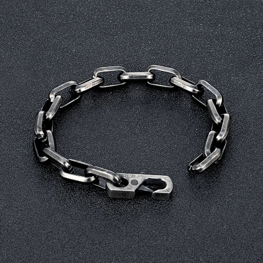 Vintage Black Chain Link Men Bracelet Punk Stainless Steel