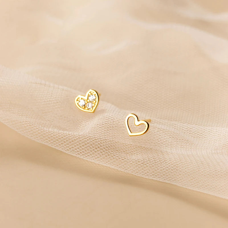 Earrings Silver Ear Piercing Small Hollow Heart