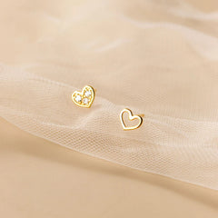 Earrings Silver Ear Piercing Small Hollow Heart