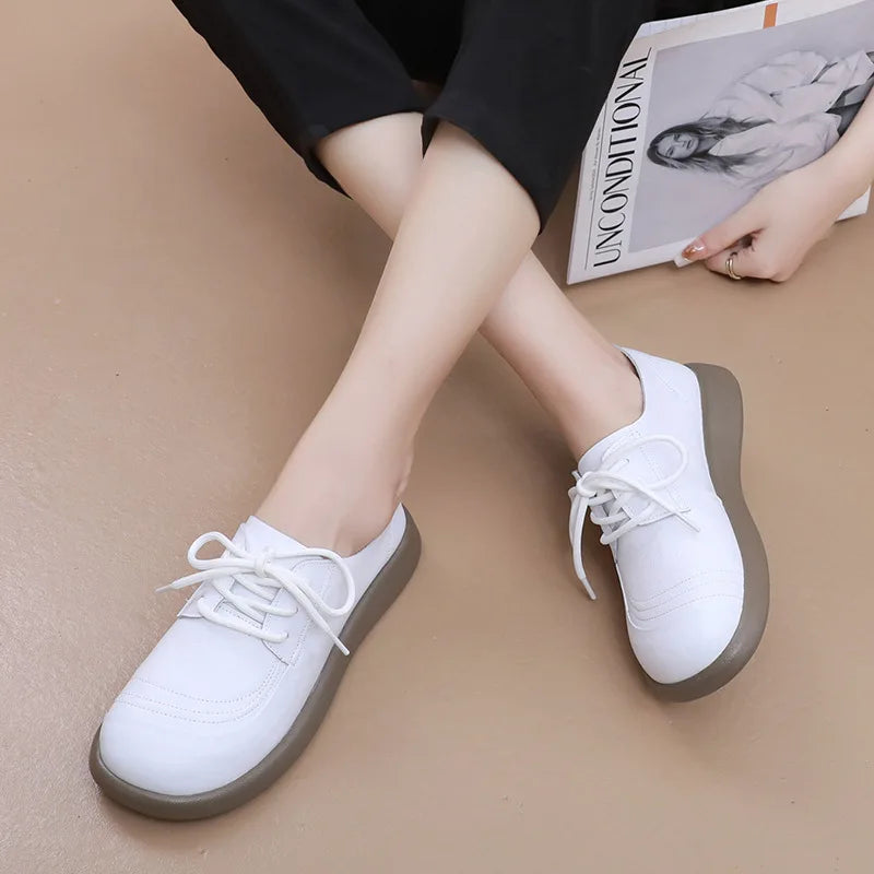 Genuine Cow Leather Loafers Soft Sole Flats Women Shoes