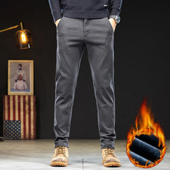 Men's Straight Slim Fit Fleece Casual Pants