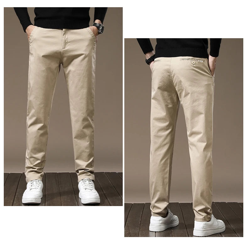 Casual Pants Men Thick Solid color Business Fashion Straight Fit