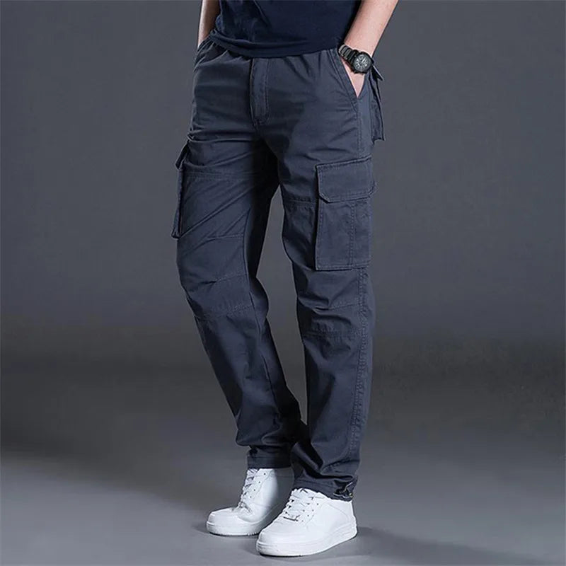 Men's Cargo Pants Cotton Multi Pockets Casual Pants Straight Fashion