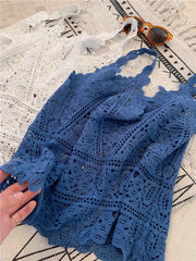 Bohemian Short Strap Seaside Lace Knitted Boho Vest