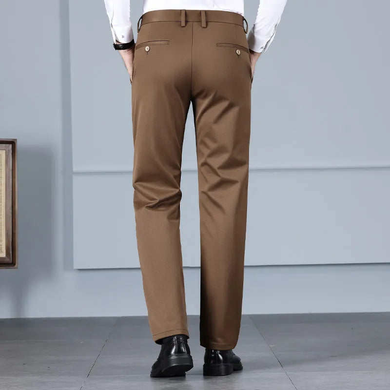 Men's Trousers Classic High Waist Regular Straight Business Casual