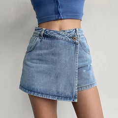 Irregular Denim Skirt for Women Slim High-waisted A-line Jeans