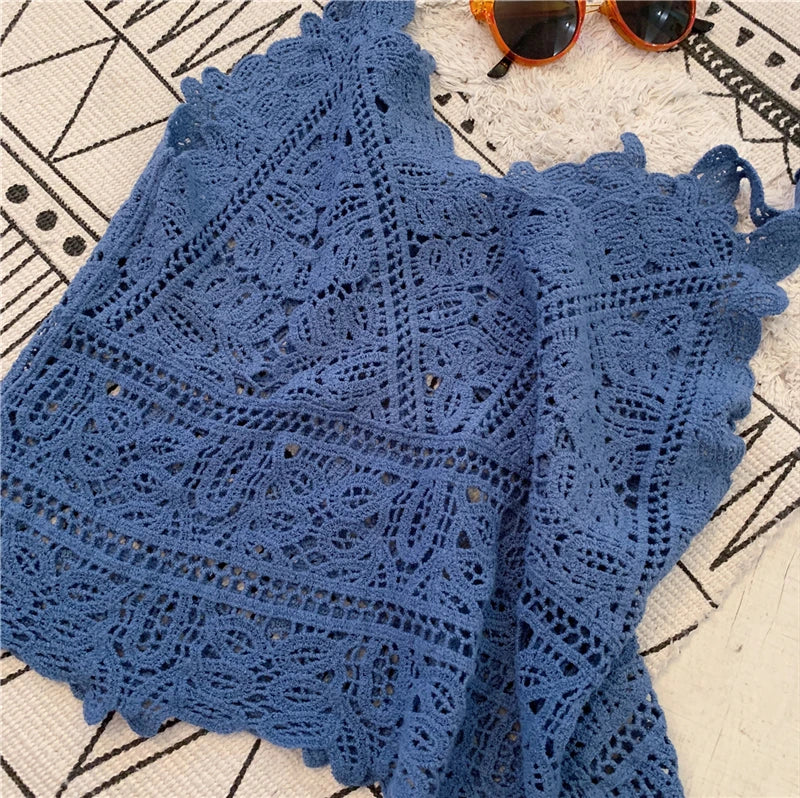 Bohemian Short Strap Seaside Lace Knitted Boho Vest