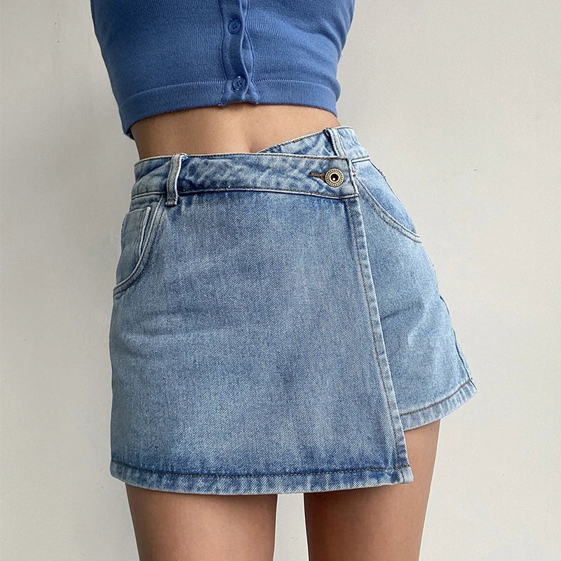 Irregular Denim Skirt for Women Slim High-waisted A-line Jeans