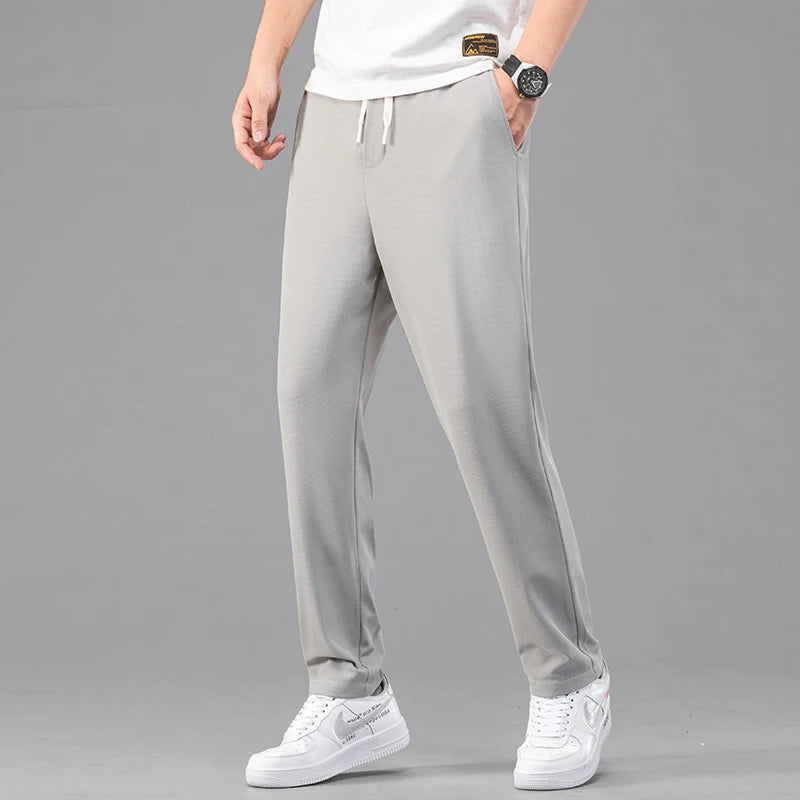 Men's Straight Thin Casual Pants Fashion Waffle Fabric Comfortable