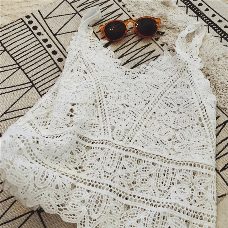 Bohemian Short Strap Seaside Lace Knitted Boho Vest