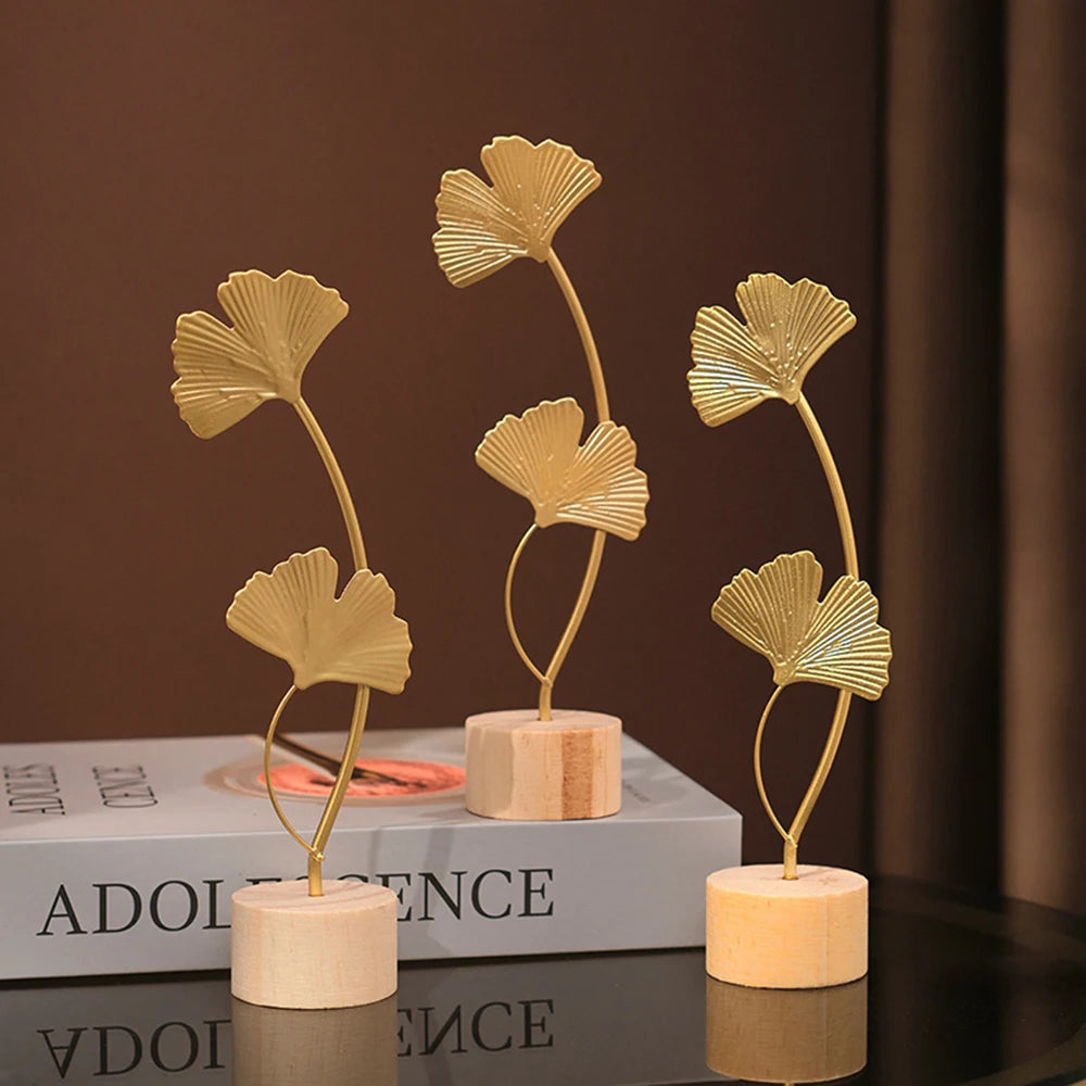 Nordic Gold Ginkgo Leaf Crafts Leaves Sculpture Living Room Decor