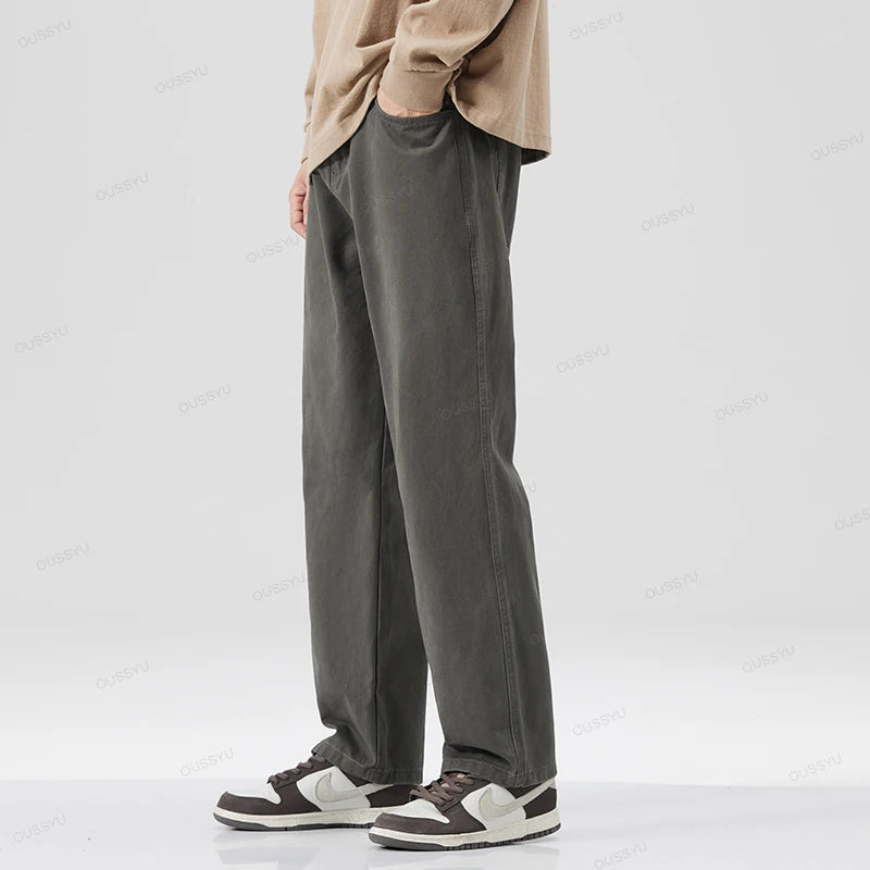 Clothing Casual Pants Men Elastic Waist Loose Wide Leg Trousers