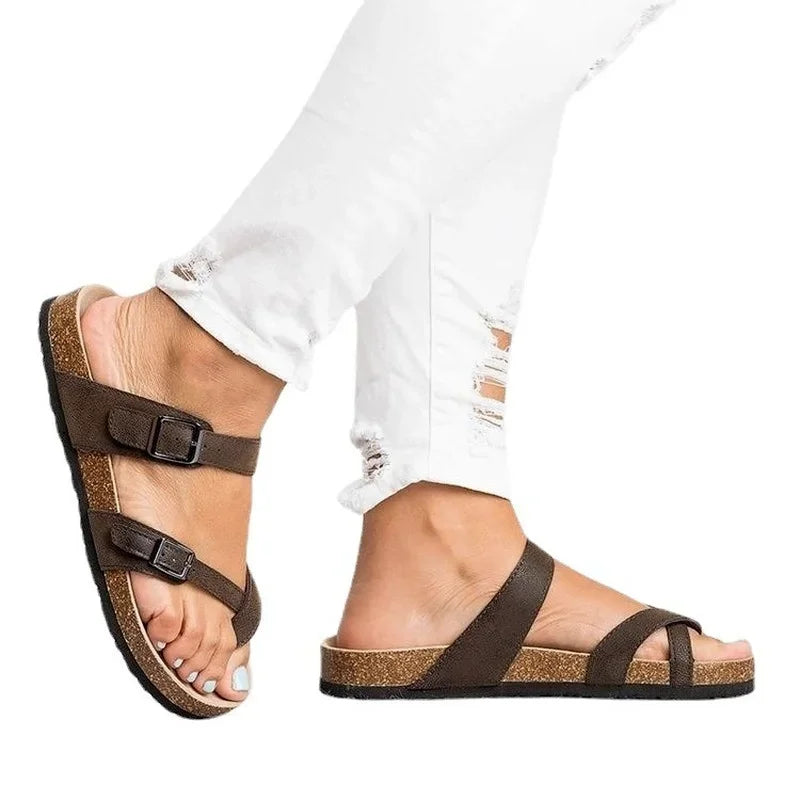 Women Slippers Roman Buckle Flats Gladiator Sandals