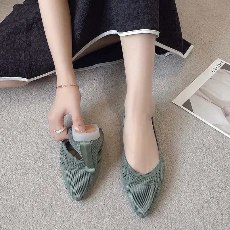 Solid Knitting Flat Shoes for Women Fashion Casual Ballet