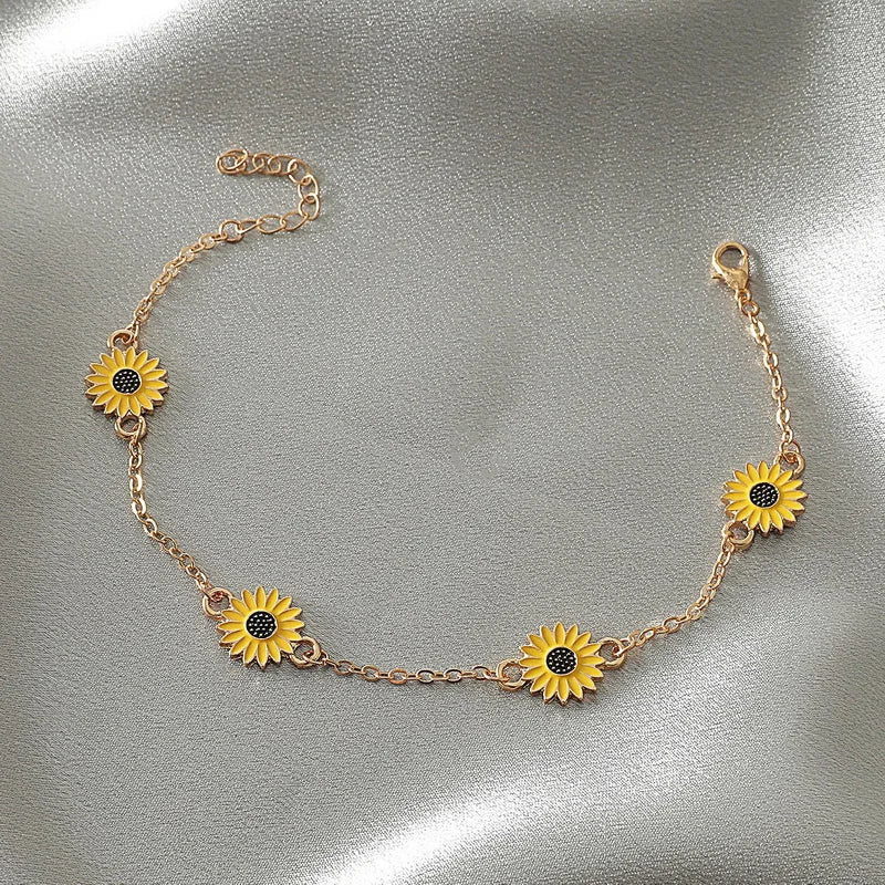 Daisy Flower Anklets for Women Butterfly Heart Zircon  Jewelry