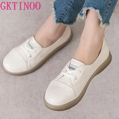 Women Sneakers Genuine Leather Loafers Casual Lace-up