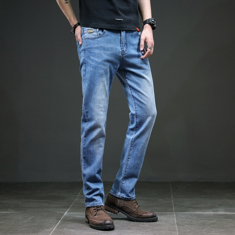 Retro Men's Jeans Cotton Stretch Classic Business