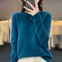 Knitted Sweater Fashion O-Neck Pullover Seamless Jumper Tops