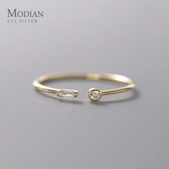 Simple Thin Clear CZ Finger Rings Adjustable Ring