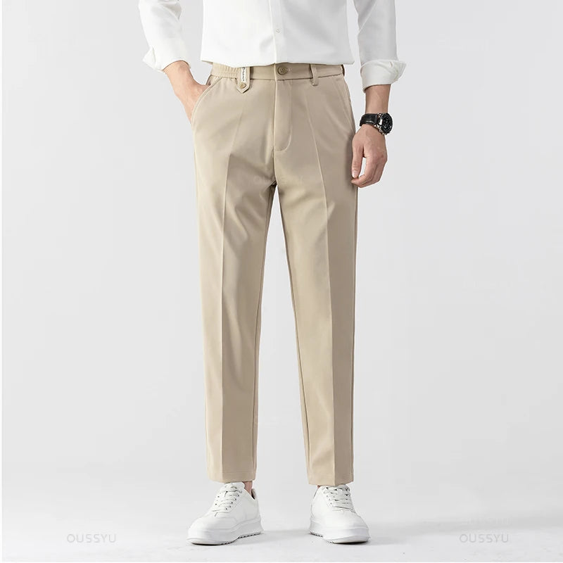 Suit Pant Solid Color Stretch Casual Brand Clothing Thick Suit Trousers