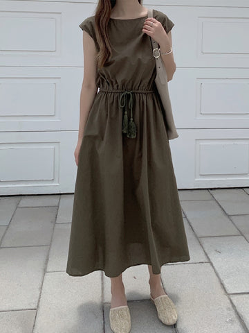 Dress Maxi Evening Female Vintage Oversize Short Sleeve