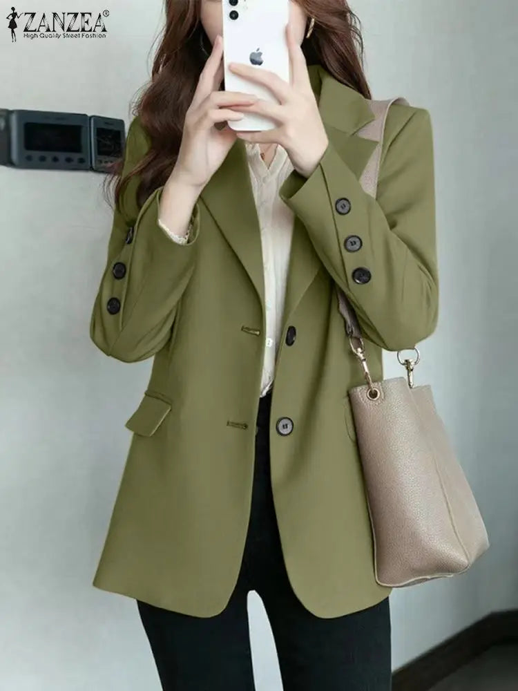 Stylish Blazer Neck Long Sleeve OL Work Suits Outwear