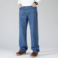 Classic Straight Loose Jeans Retro Fat Plus Size Men's Casual Wide-leg Pants