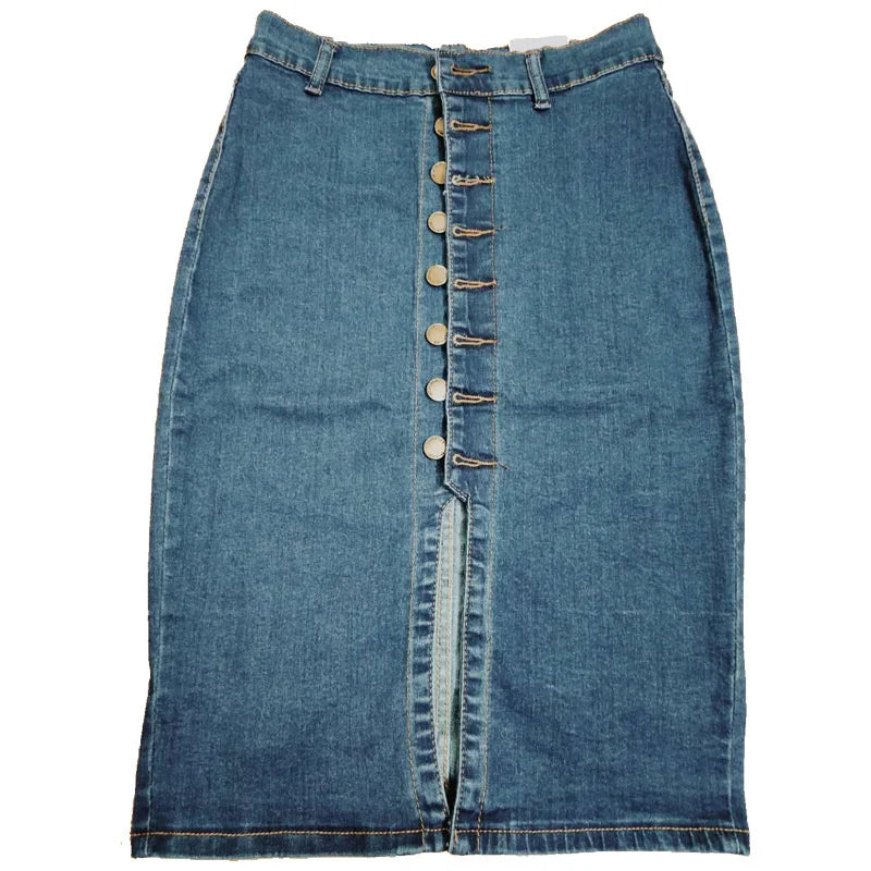 Women's Elastic Denim Skirt High Waist Single Jean Skirts