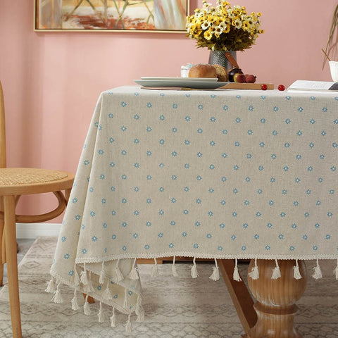 Modern minimalist ins style cotton linen with tassels tablecloth