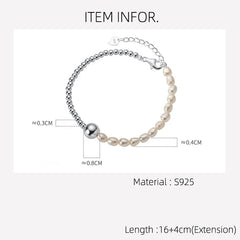 Simple Bracelets For Women Silver Bead Irregular Pearls Chain