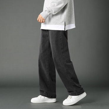Baggy Cotton Jeans Korean Fashion Loose Straight Wide Leg Pants