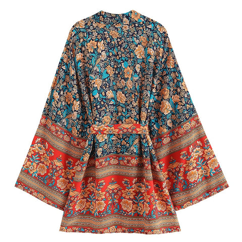 Vintage  Boho Cover Ups Oversize Bohemian Rayon Cotton Kimono