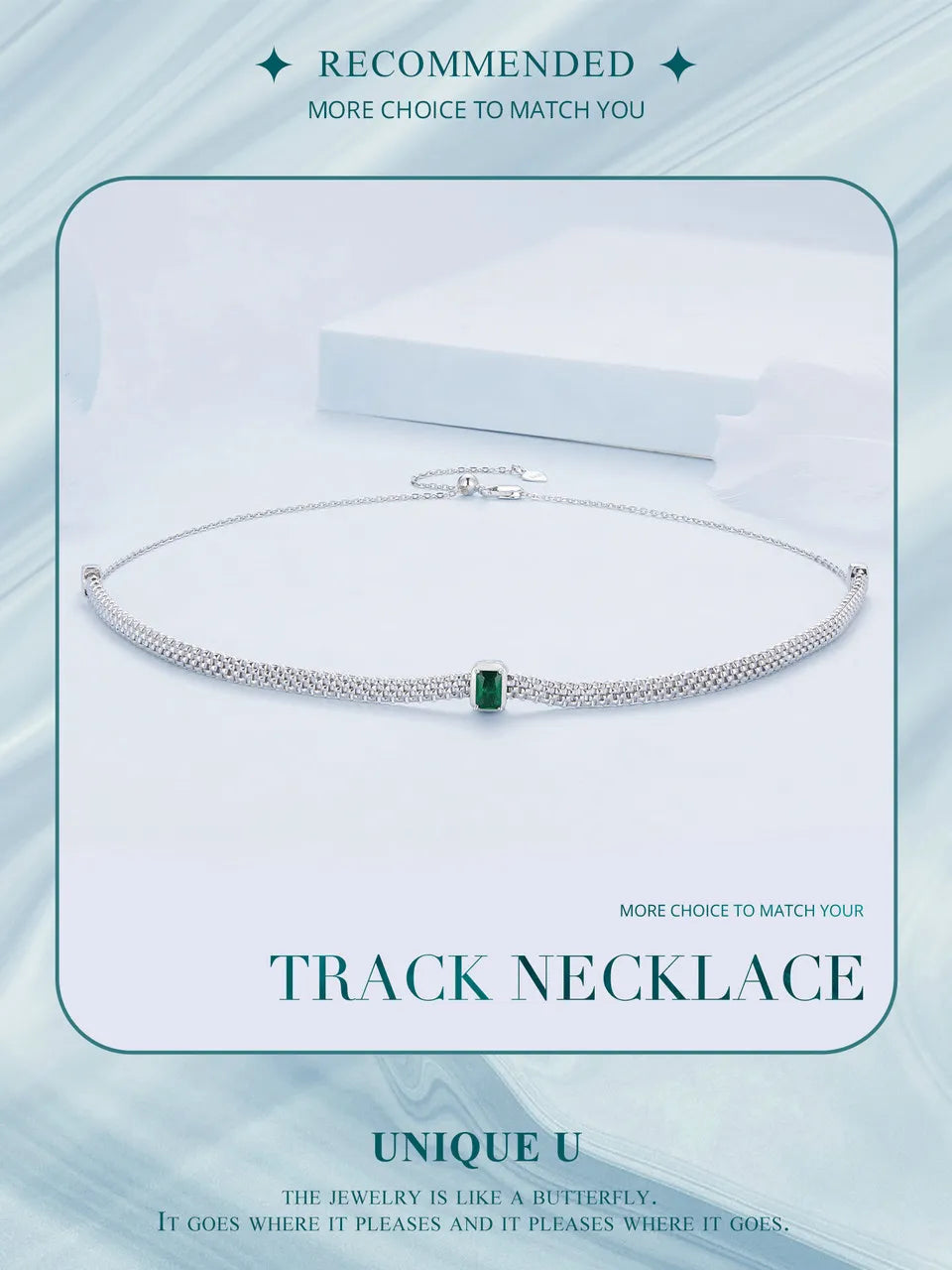 Rectangle Green Charms Simple Knitted Mesh Choker Necklace