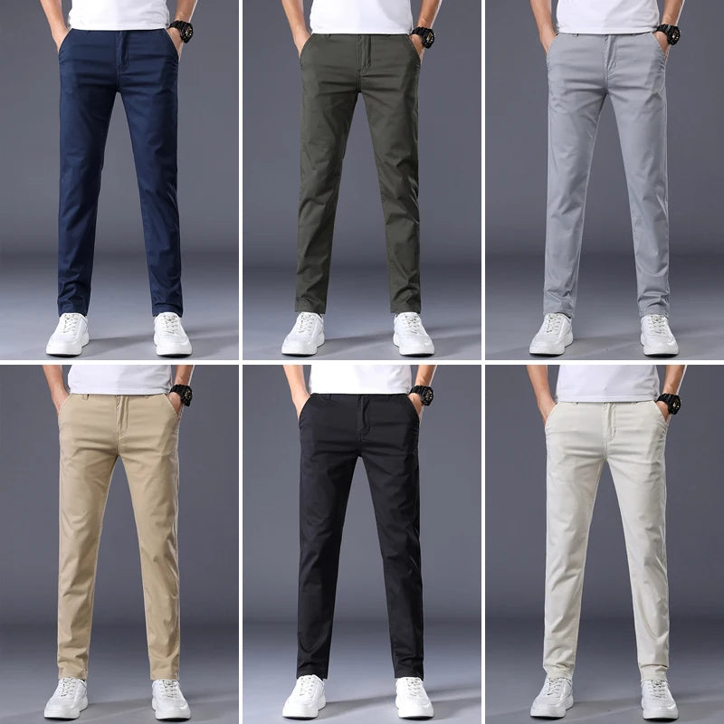 Men's Classic Solid Color Summer Thin Casual Pants Business Fashion