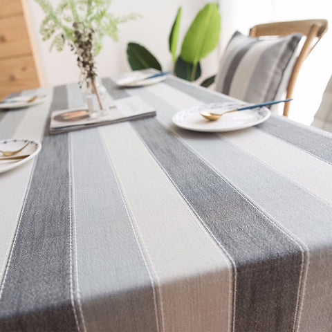 Cotton Linen Tablecloth Multiple Color Stripe Tassels Rectangle