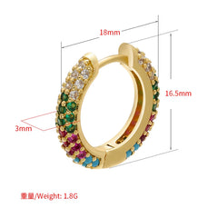 1piece CZ crystal small hoop earring color rainbow Jewelry